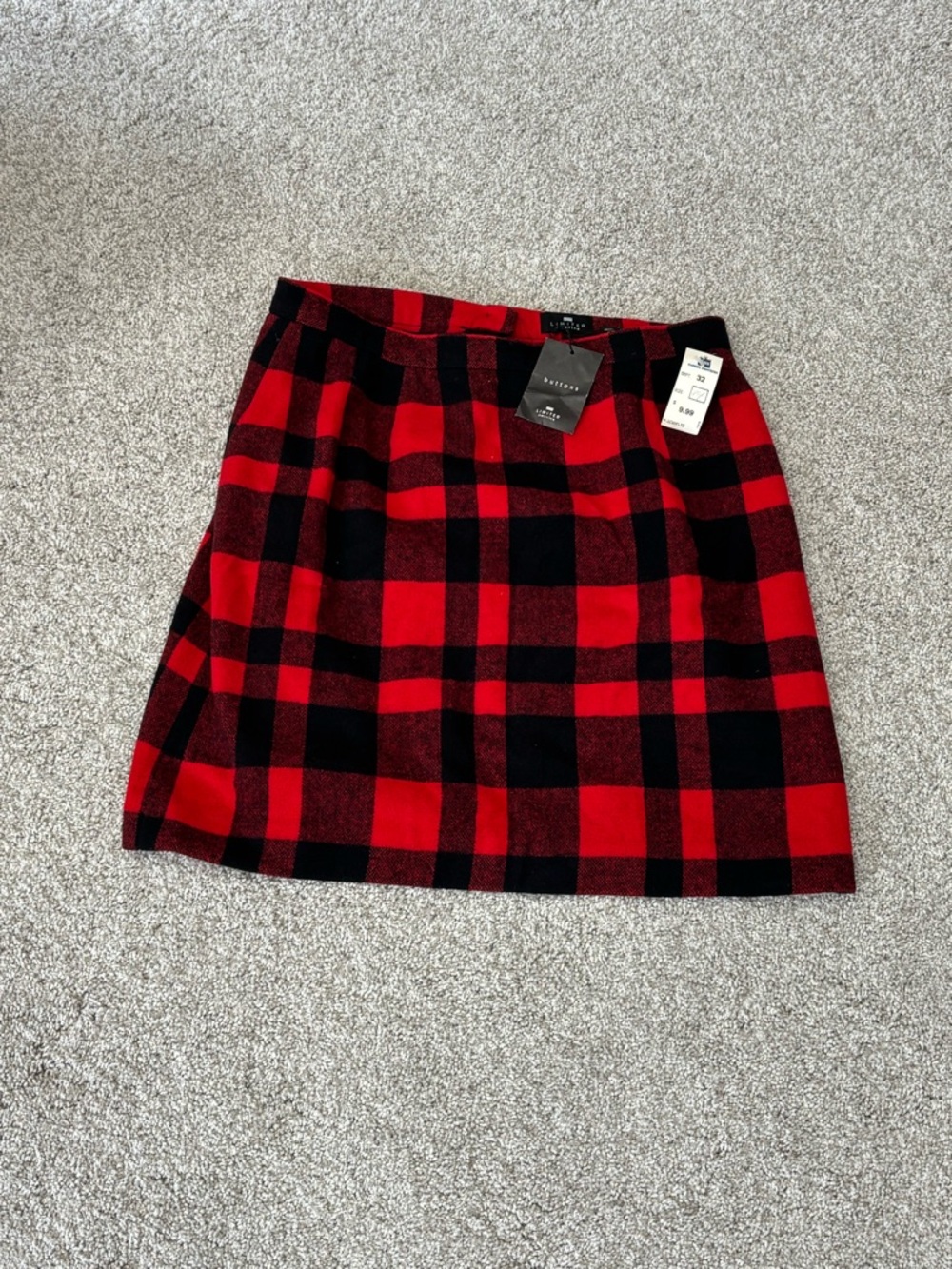 Vintage Red Black Buffalo Plaid Mini Skirt NWT Retro Women 14 Wool Cashmere